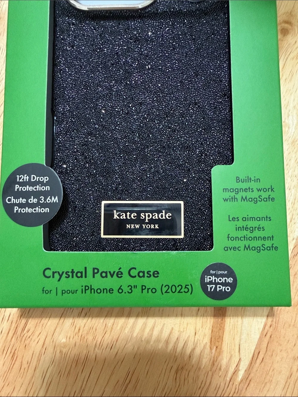 kate spade Black Crystal Pavé iPhone Case with Gold Trim